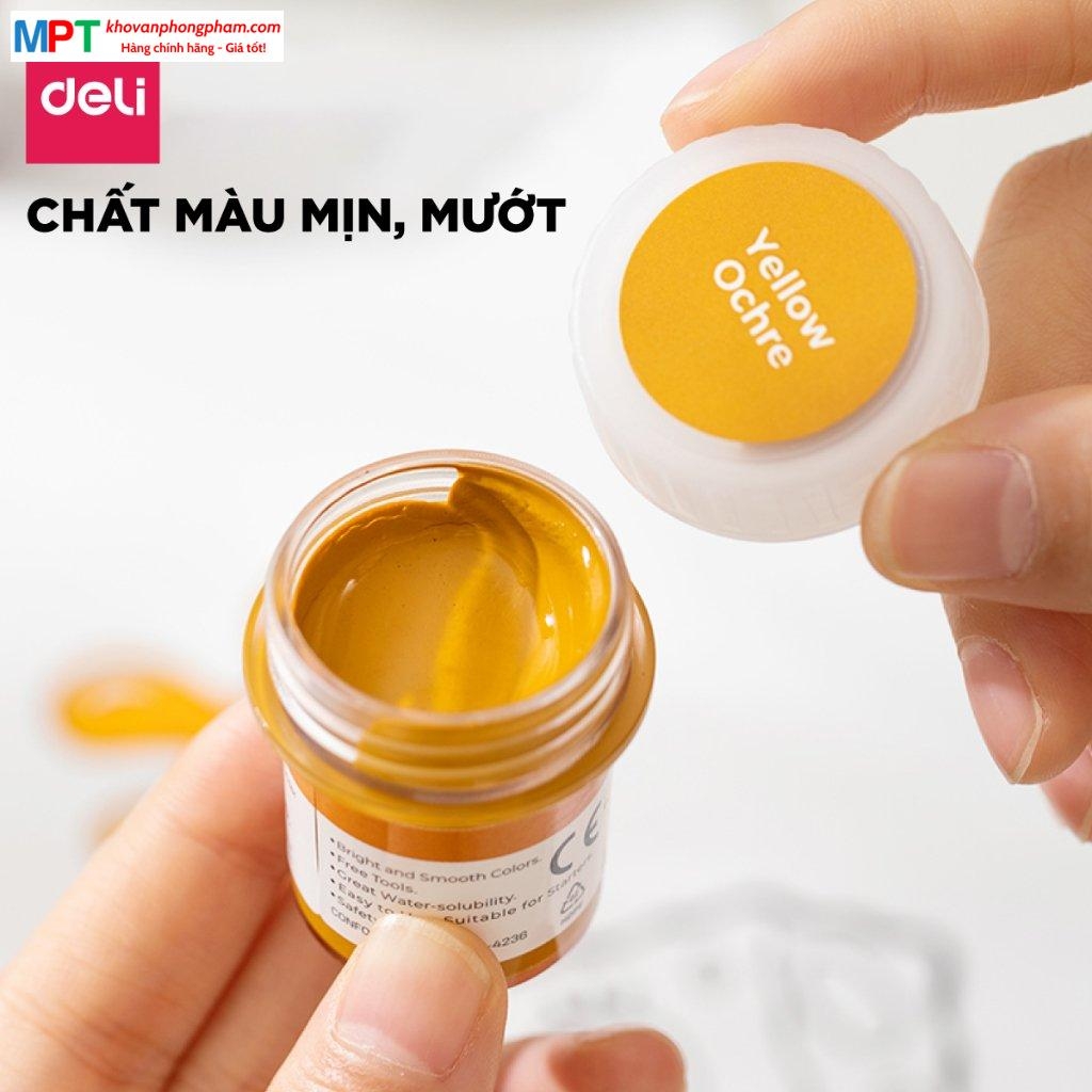 Vỉ 8 màu nước Deli EC22-8 Emotion - Dạng hũ 15ml/hũ kèm cọ và tán