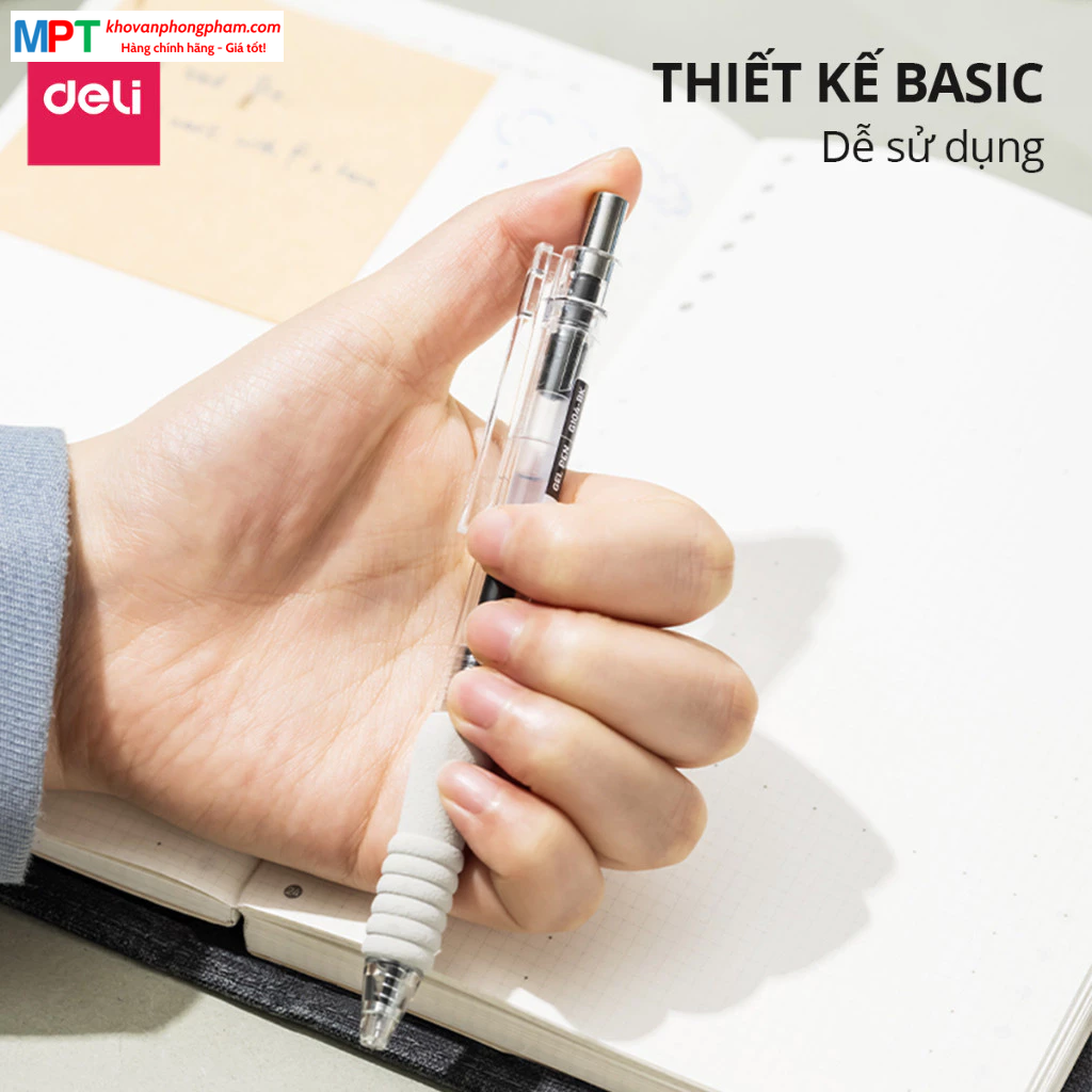 Bút Gel đệm xốp Deli G104 ngòi ST 0.5mm - viết trơn, nhanh khô