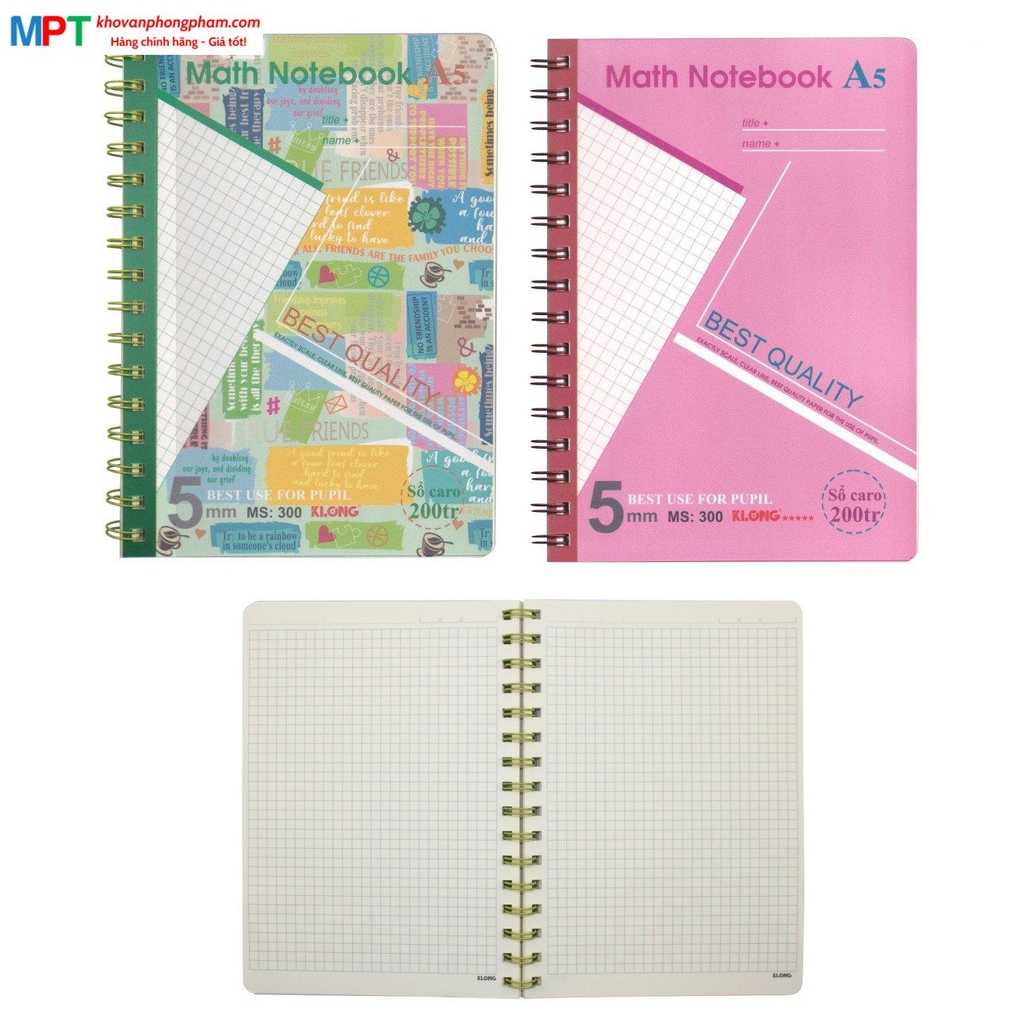Sổ lò xo Klong caro A5 200 trang 300 (148x210mm)