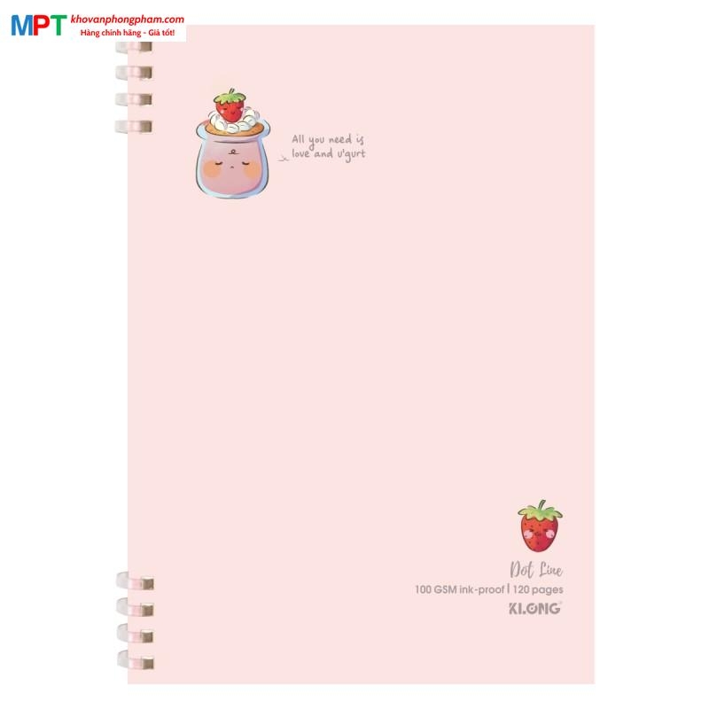 Sổ lò xo KLONG Dot Line nhựa mềm 2 đầu khổ A5 120 trang 514 - Định lượng 100gsm - Kích thước 148x210mm