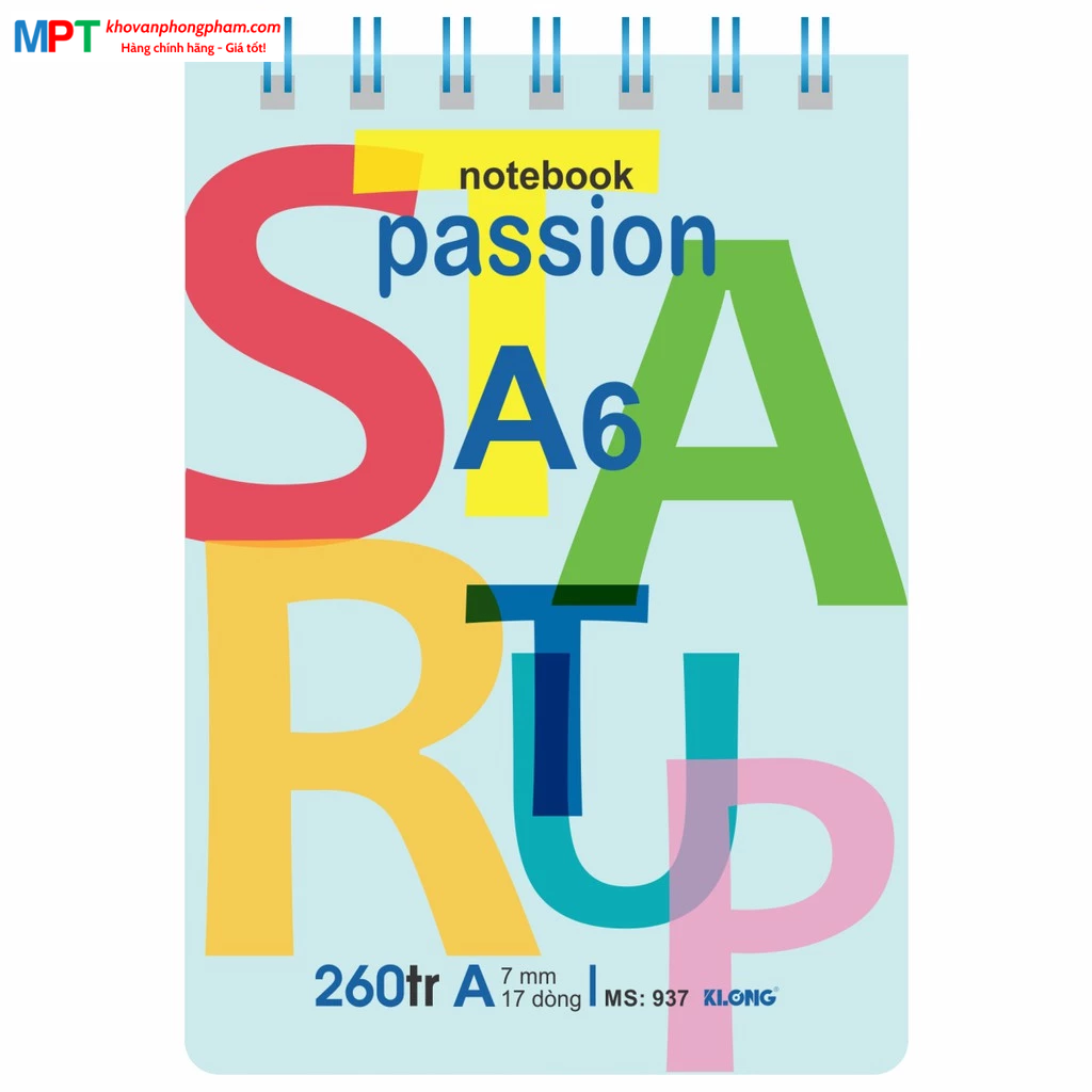 Sổ lò xo KLONG kép ngang khổ A6 260 trang 937 - Định lượng 70gsm - Kích thước 105x148mm