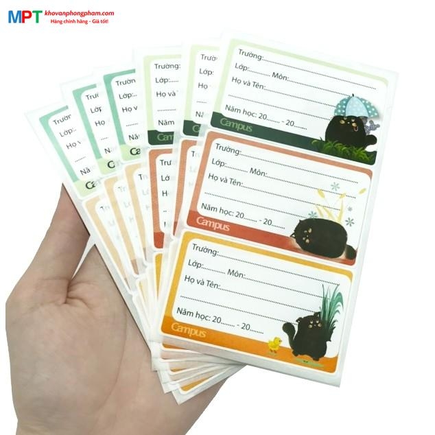 Nhãn vở Campus Meow NT-MEO-18 (18 nhãn/túi)