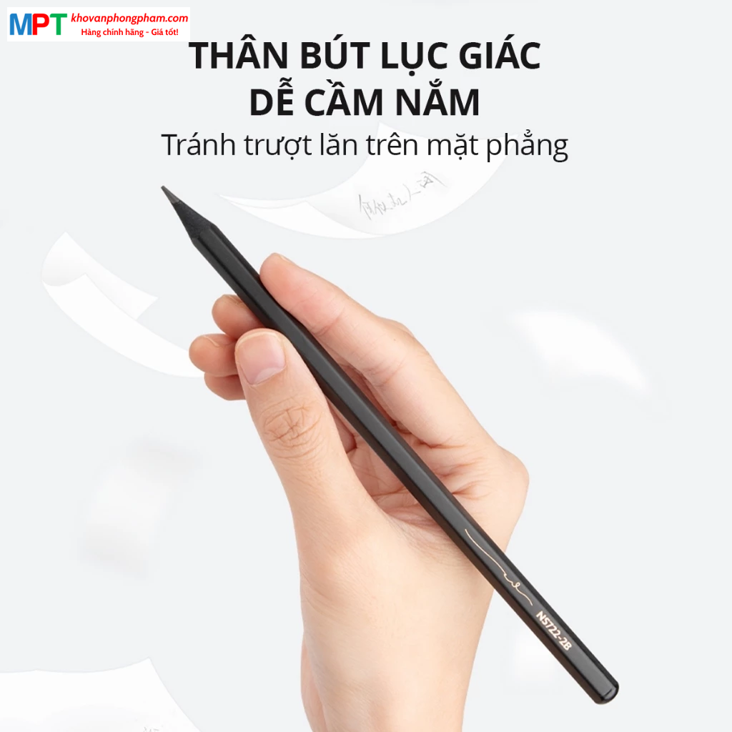 Bút chì Nusign Deli NS722-2B - Lõi đen cao cấp, thân bút hình lục giác