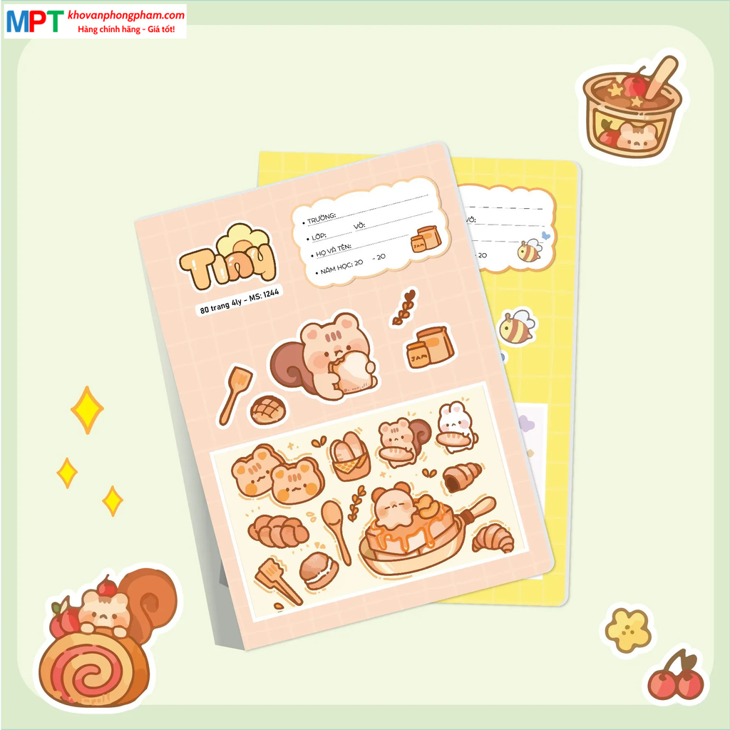 Vở 4 ô ly TINY 48 trang Hải Tiến 1237 - Giấy định lượng 120gsm - Mua 10 tặng 1 bút chì