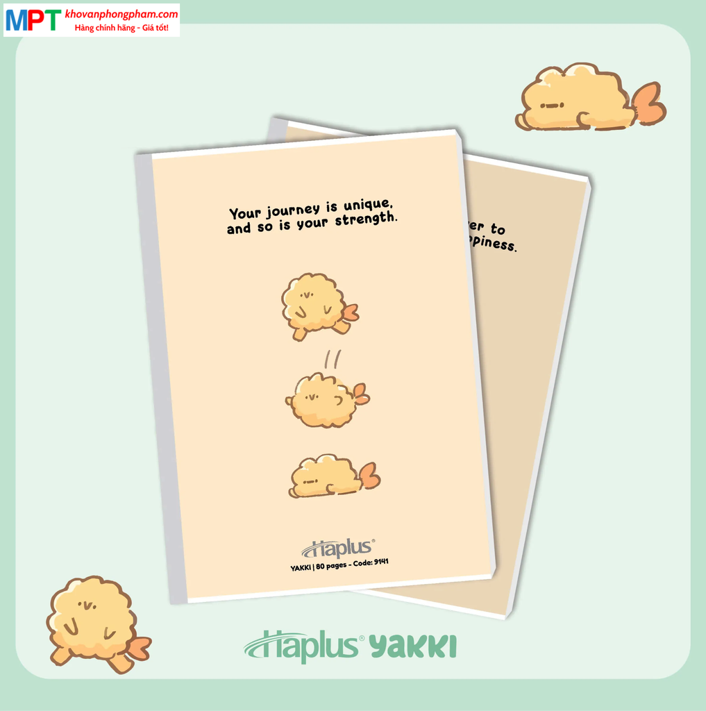 Vở kẻ ngang Haplus 80 trang YAKKI 9141 - Định lượng 60gsm, giấy chống lóa - Mua 10 quyển tặng 1 bút bi