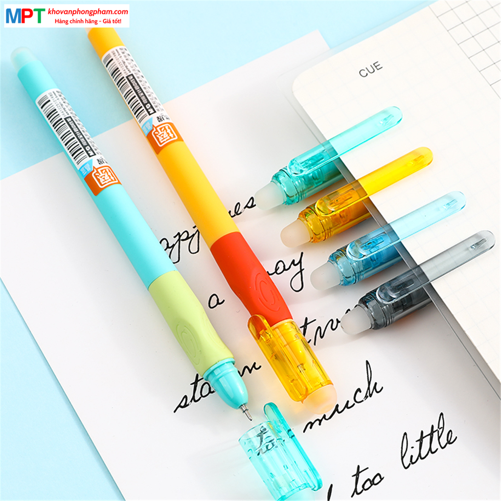 Bút gel xóa được M&G AKPB7501 có tay cầm cao su định vị và 2 đầu tẩy tiện dụng nét 0.5mm
