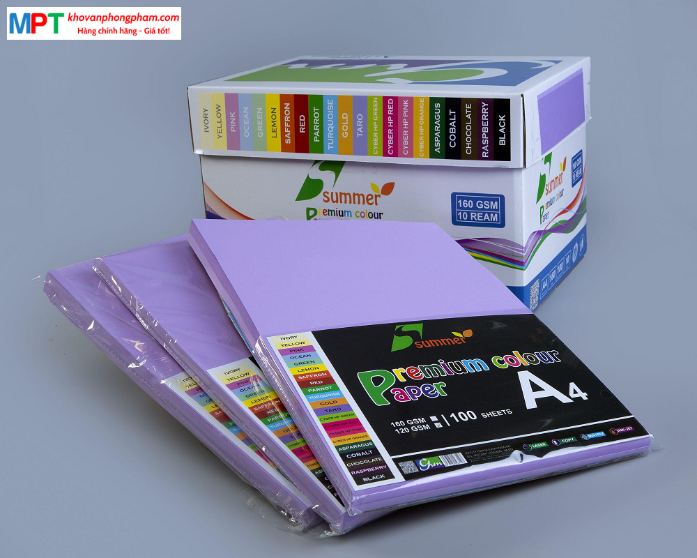 Bìa màu A4 MÀU TÍM KHOAI MÔN - Định lượng 160gsm - 100 tờ/tập