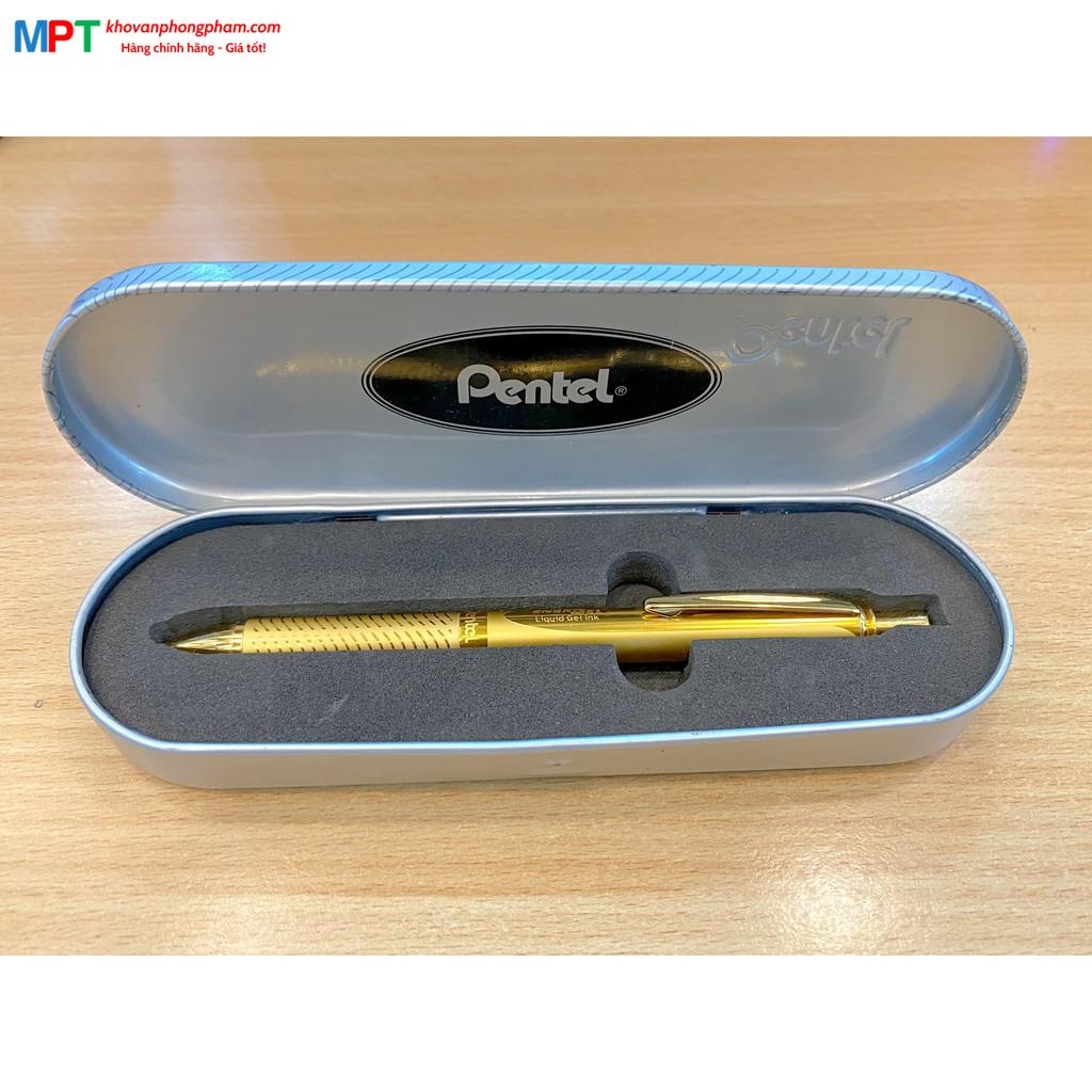 [CHÍNH HÃNG - Do GOLDEN PEN NK] Bút ký cao cấp Pentel BL407X-C thân mạ vàng nét 0.7mm - Mực xanh