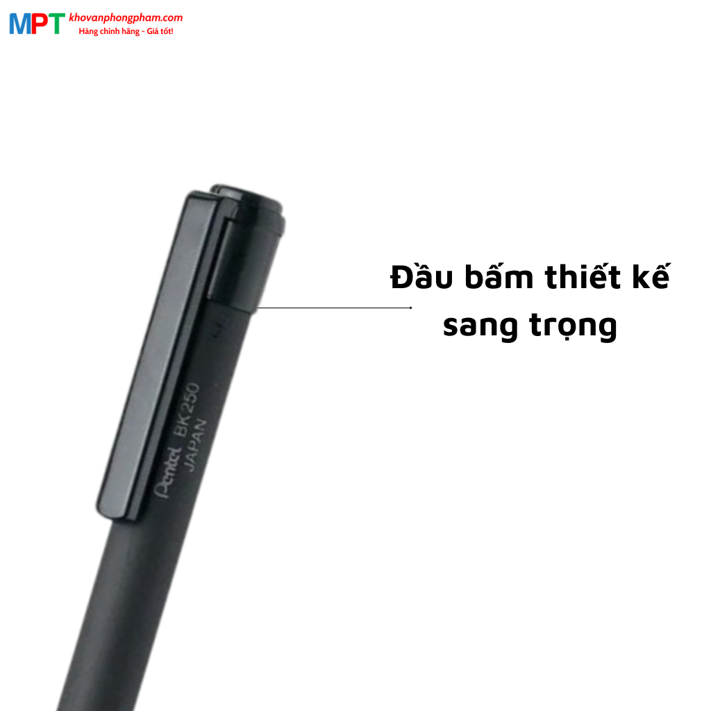 Bút bi Pentel BK250 ngòi 0.5mm - Mực đen - DO CTY GOLDEN PEN NHẬP KHẨU
