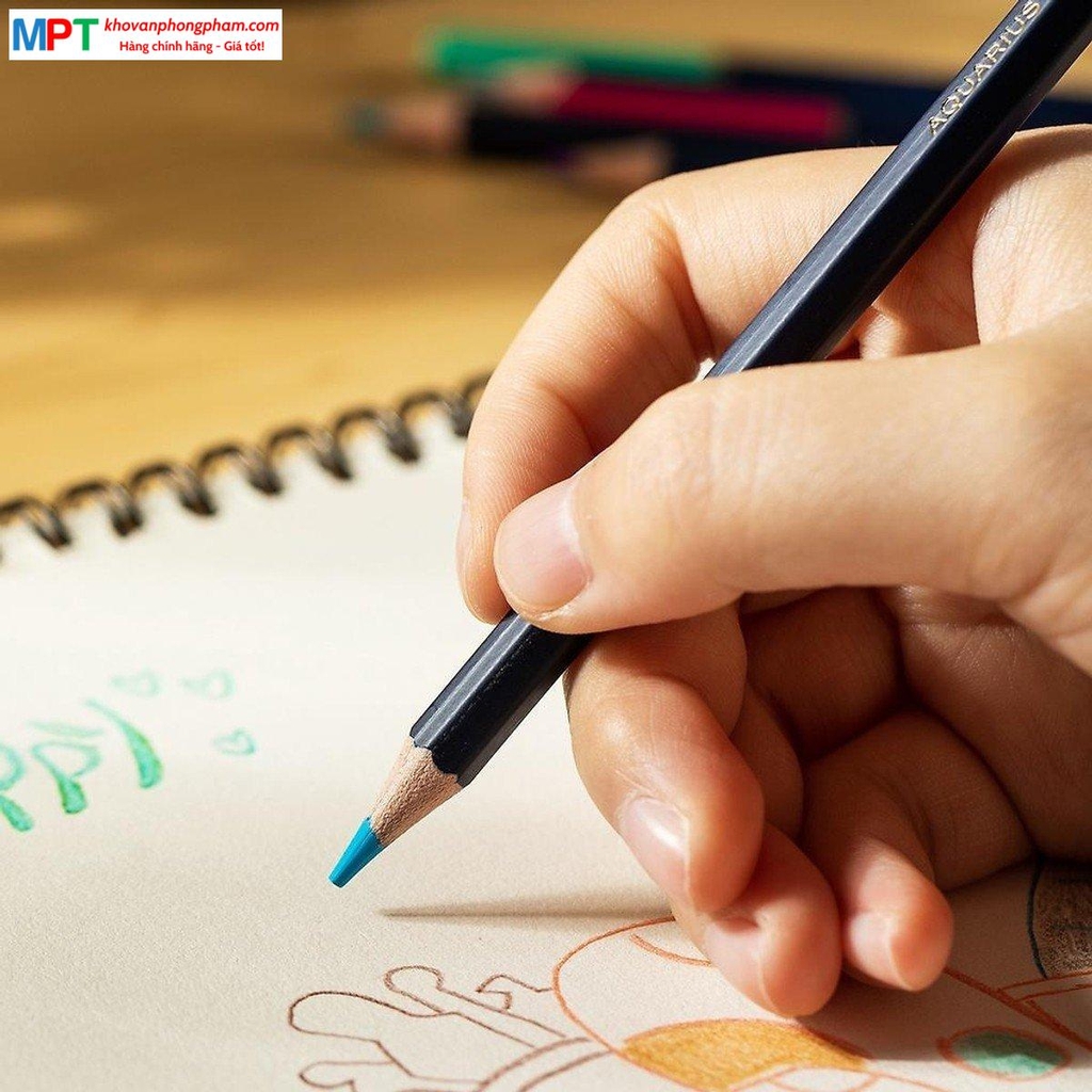 Bút chì màu gốc nước cao cấp 36 màu hộp thiếc kèm cọ tán Finenolo Deli EC129-36 (Tặng kèm giấy nhớ 3 size)