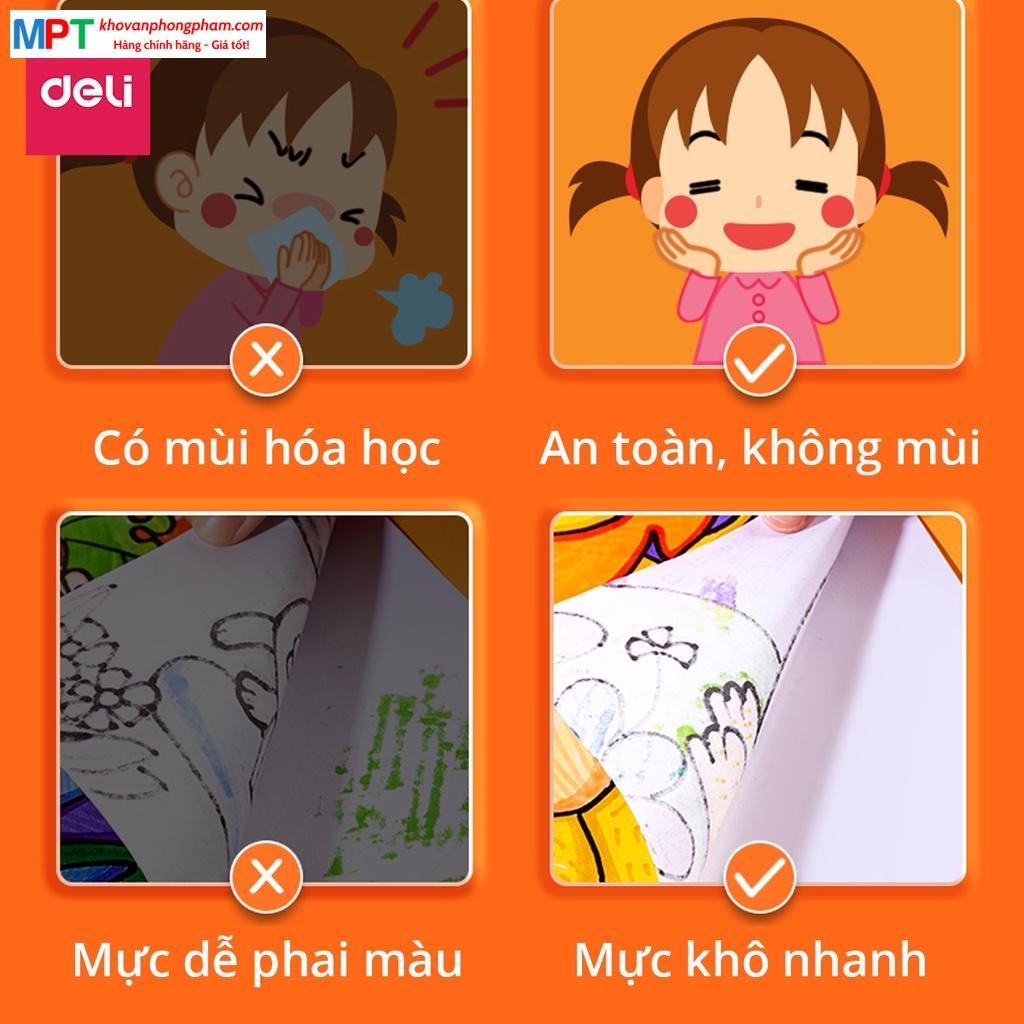 Bút lông màu Marker 2 đầu 60 màu Deli 70816-60 - TẶNG 1 HỘP BÚT CHÌ MÀU TRỊ GIÁ 26K