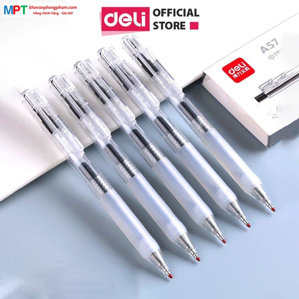 [MUA 10 TẶNG BÚT BI] Bút gel Deli A575 ngòi 0.5mm - Mực đen, Mực xanh (viết lên tới 800m)