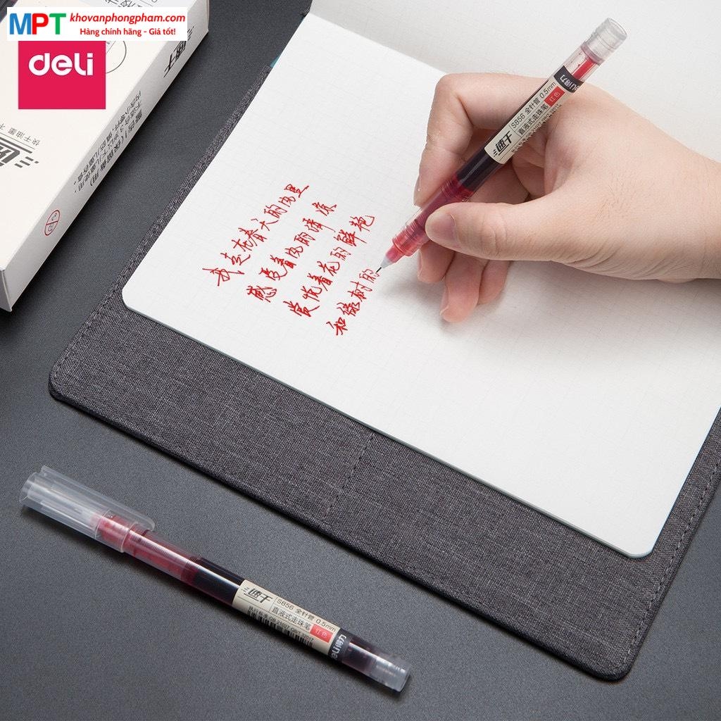 [MUA 10 TẶNG BÚT CHÌ] Bút gel Deli S856 ngòi 0.5mm - nhanh khô, ống mực liền