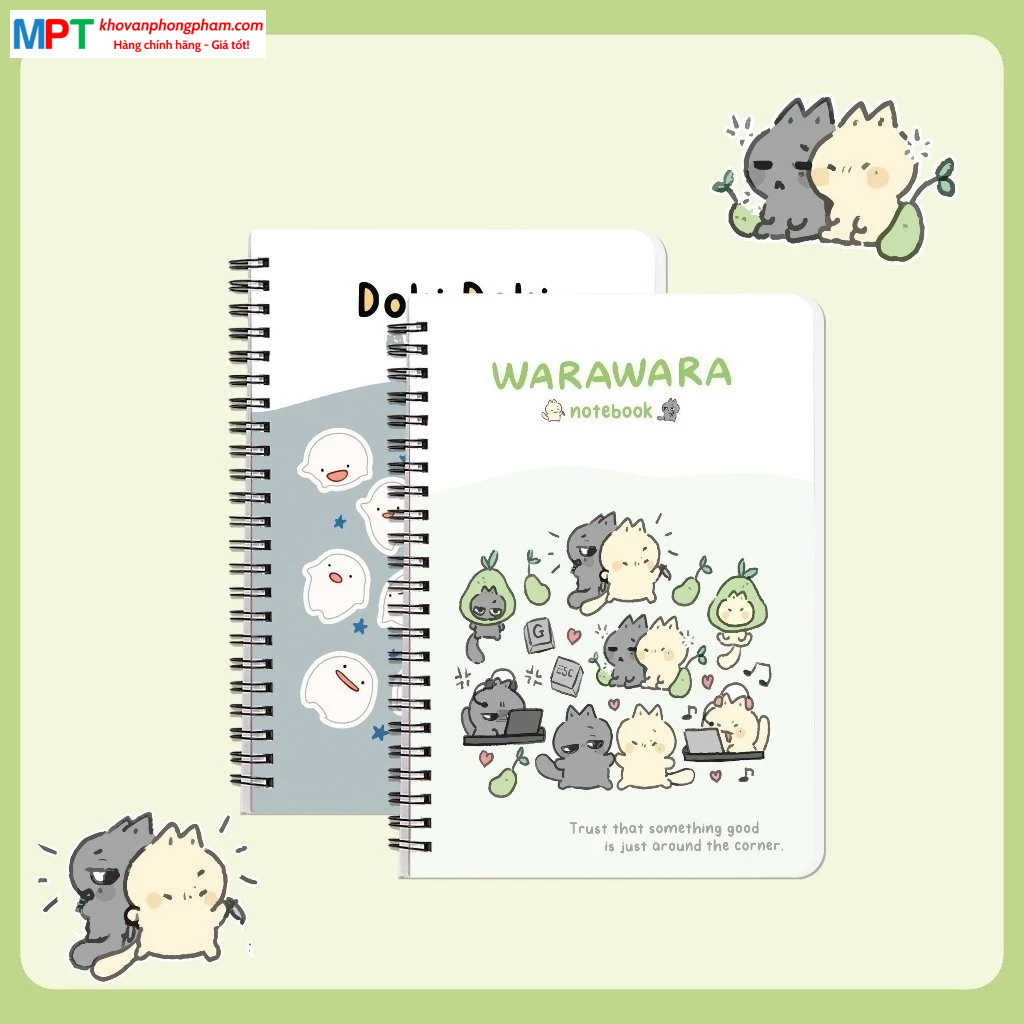 Sổ lò xo  Hải Tiến A5 300 trang DOKI DOKI 8557 - Kích thước 150 x 210 mm, Định lượng 70gsm