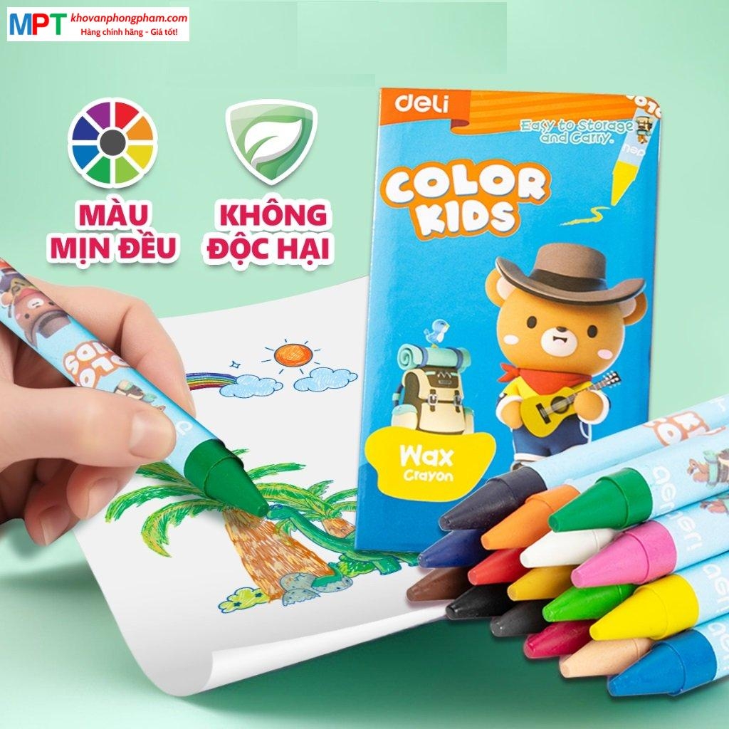 Bút sáp màu 10 màu Deli EC225-10 - Color Kids