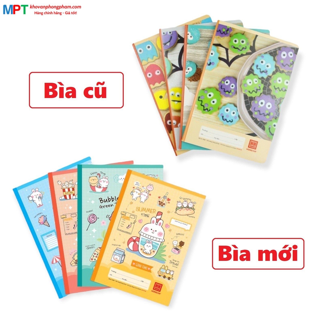 Vở 4 ô ly Hồng Hà 200 trang Good Time 0588 - Giấy định lượng 70gsm - Mua 5 quyển tặng 01 bút chì