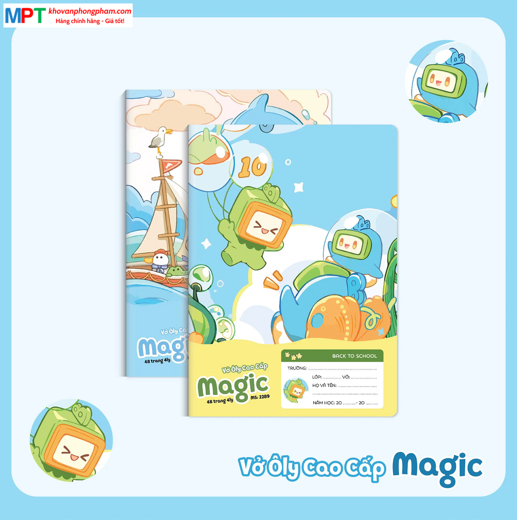 Vở 4 ôly MAGIC 48 trang Hải Tiến 2289 - Định lượng 100gsm - Mua 10 quyển tặng 1 bút chì