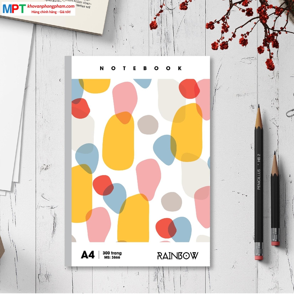 Sổ may gáy Rainbow A4 Hải Tiến 300 trang 3866 - Bìa bồi cao cấp