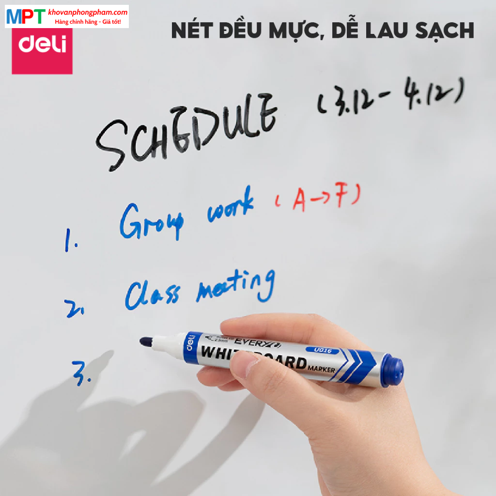 Bút viết bảng Deli U016 - Nét 2-2.5mm, mực xóa được