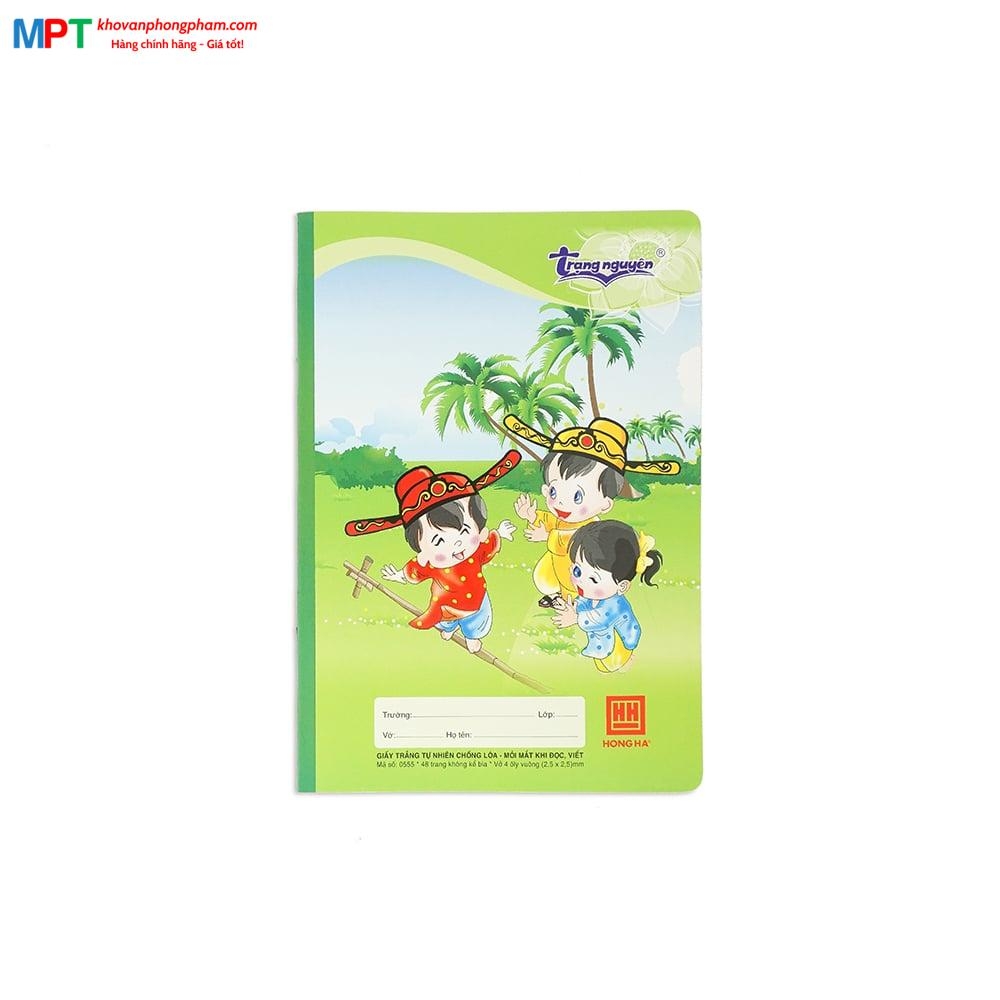 Vở 4 Ô ly Hồng Hà 48 trang Trạng Nguyên 0555 - Định lượng 100gsm, Giấy vàng chống lóa mỏi mắt - Mua 10 quyển tặng 1 bút chì