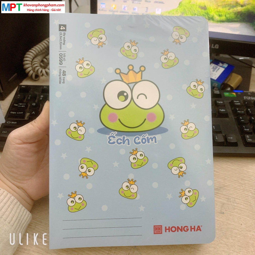 [MẪU MỚI 2024] Vở 4 ô ly Hồng Hà 48 trang ẾCH CỐM 0599 - Định lượng 100gsm, Giấy trắng tự nhiên chống lóa, mỏi mắt - Mua 10 tặng 1 bút chì