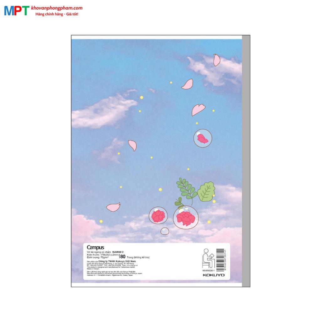 [MẪU MỚI 2023] Vở Campus KAWAII 2 80 trang dòng kẻ ngang có chấm - Mua 10 quyển tặng bút bi