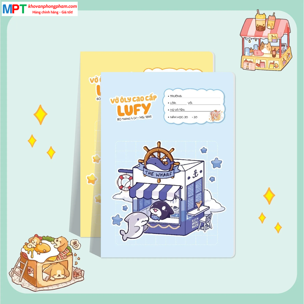 Vở 4 ô ly LUFY 80 trang Hải Tiến 1893 - Định lượng 100gsm - Mua 10 tặng 1 bút chì