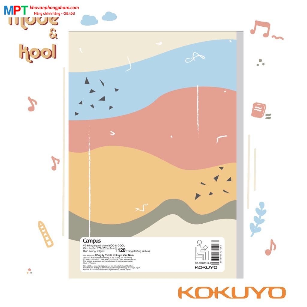 Vở kẻ ngang có chấm Campus Mode & Cool 120 trang - Mua 10 quyển tặng bút bi