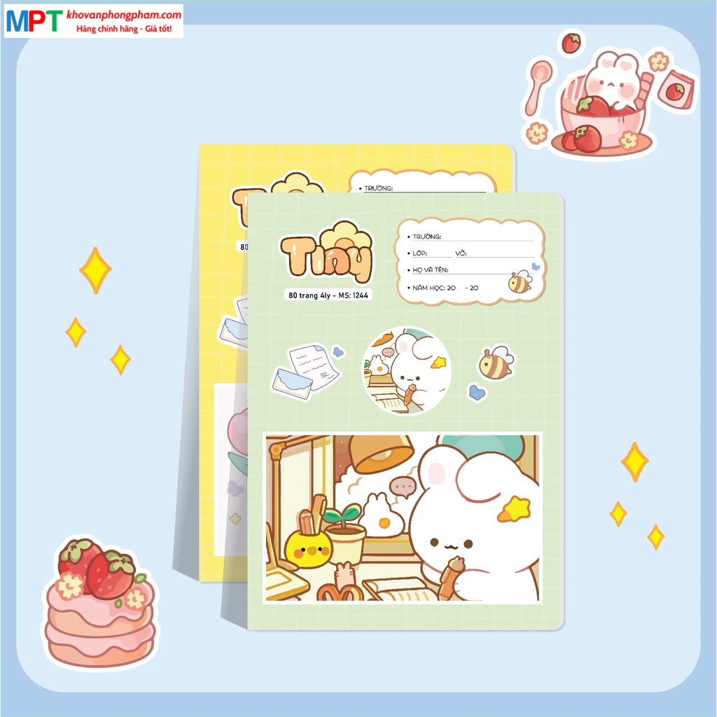 Vở 4 ô ly TINY 48 trang Hải Tiến 1237 - Giấy định lượng 120gsm - Mua 10 tặng 1 bút chì