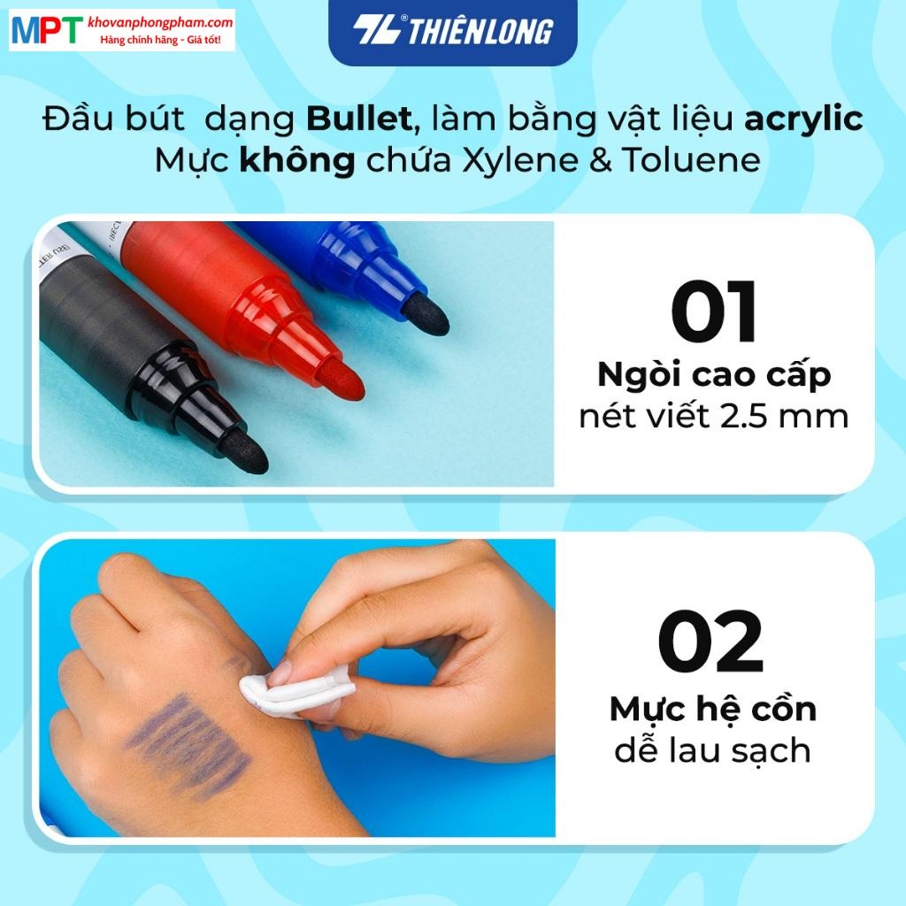 Bút lông bảng Thiên Long WB-022 Whiteboard Marker Liquid đầu 2.5 mm