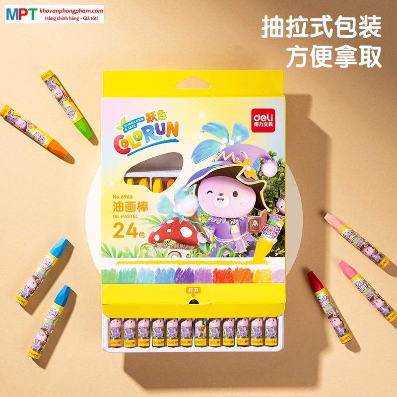 Bút sáp màu dầu 24 màu Deli 6963 (Sáp dầu)
