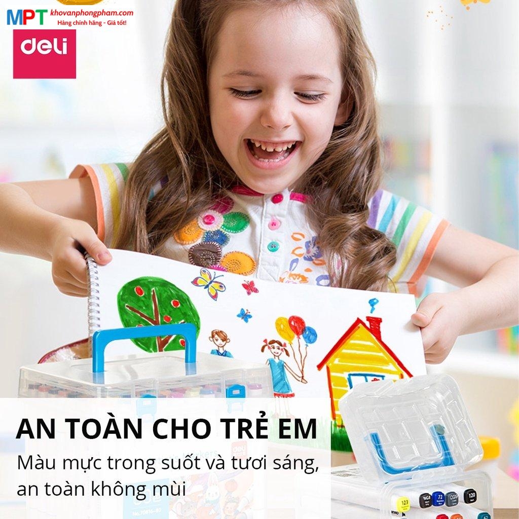 Bút lông màu Marker 2 đầu 60 màu Deli 70816-60 - TẶNG 1 HỘP BÚT CHÌ MÀU TRỊ GIÁ 26K