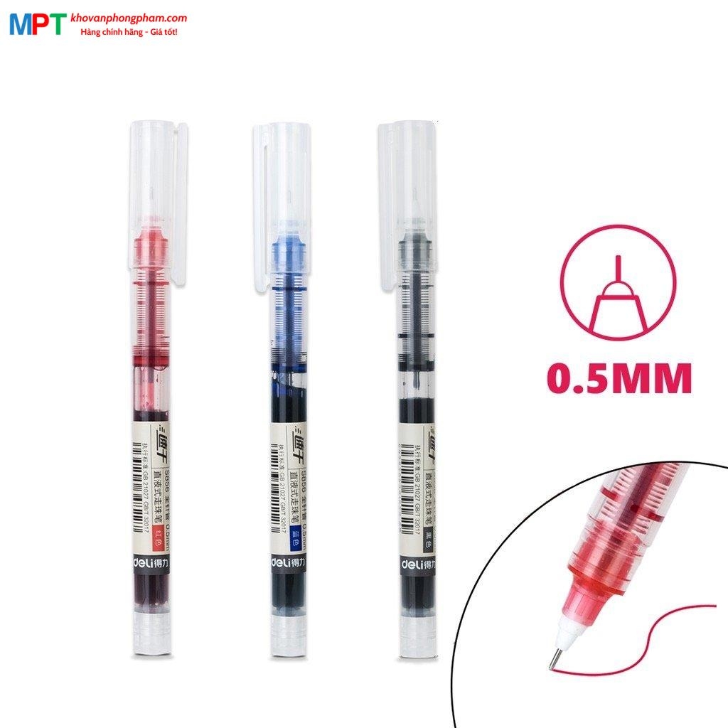 [MUA 10 TẶNG BÚT CHÌ] Bút gel Deli S856 ngòi 0.5mm - nhanh khô, ống mực liền