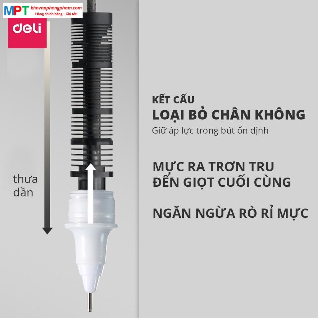 [MUA 10 TẶNG BÚT CHÌ] Bút gel Deli S876 ngòi 0.5mm - Mực đen nhanh khô viết thư pháp ống bút liền lâu hết mực