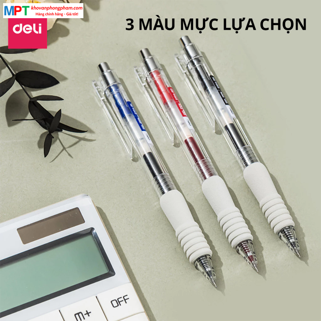 Bút Gel đệm xốp Deli G104 ngòi ST 0.5mm - viết trơn, nhanh khô