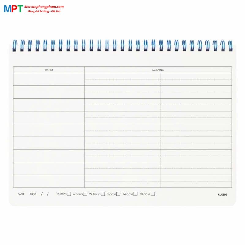 Sổ học từ vựng Word List khổ B5 KLONG 120 trang 917 - Định lượng 100gsm - Kích thước 175x250mm