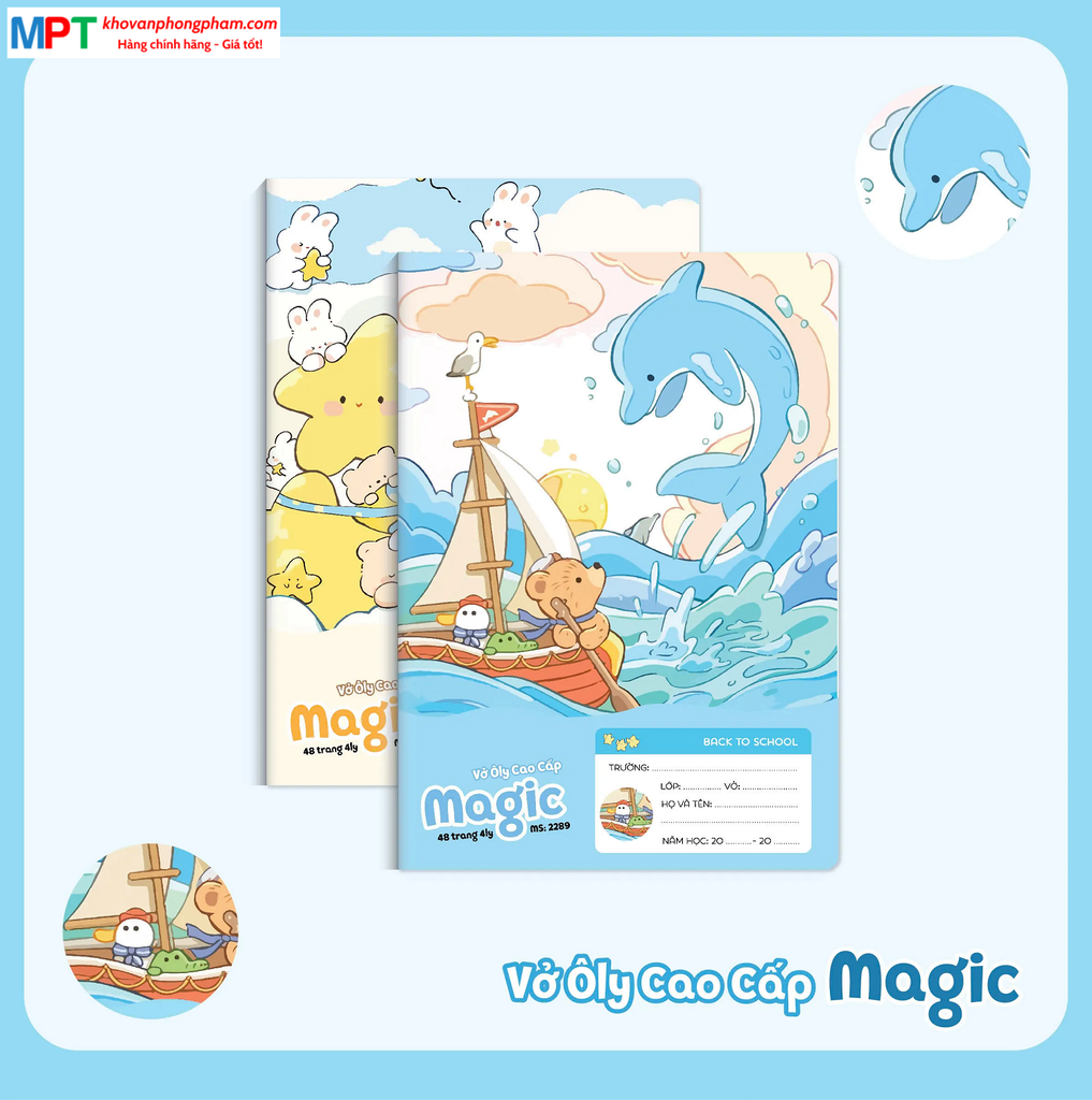 Vở 4 ôly MAGIC 48 trang Hải Tiến 2289 - Định lượng 100gsm - Mua 10 quyển tặng 1 bút chì