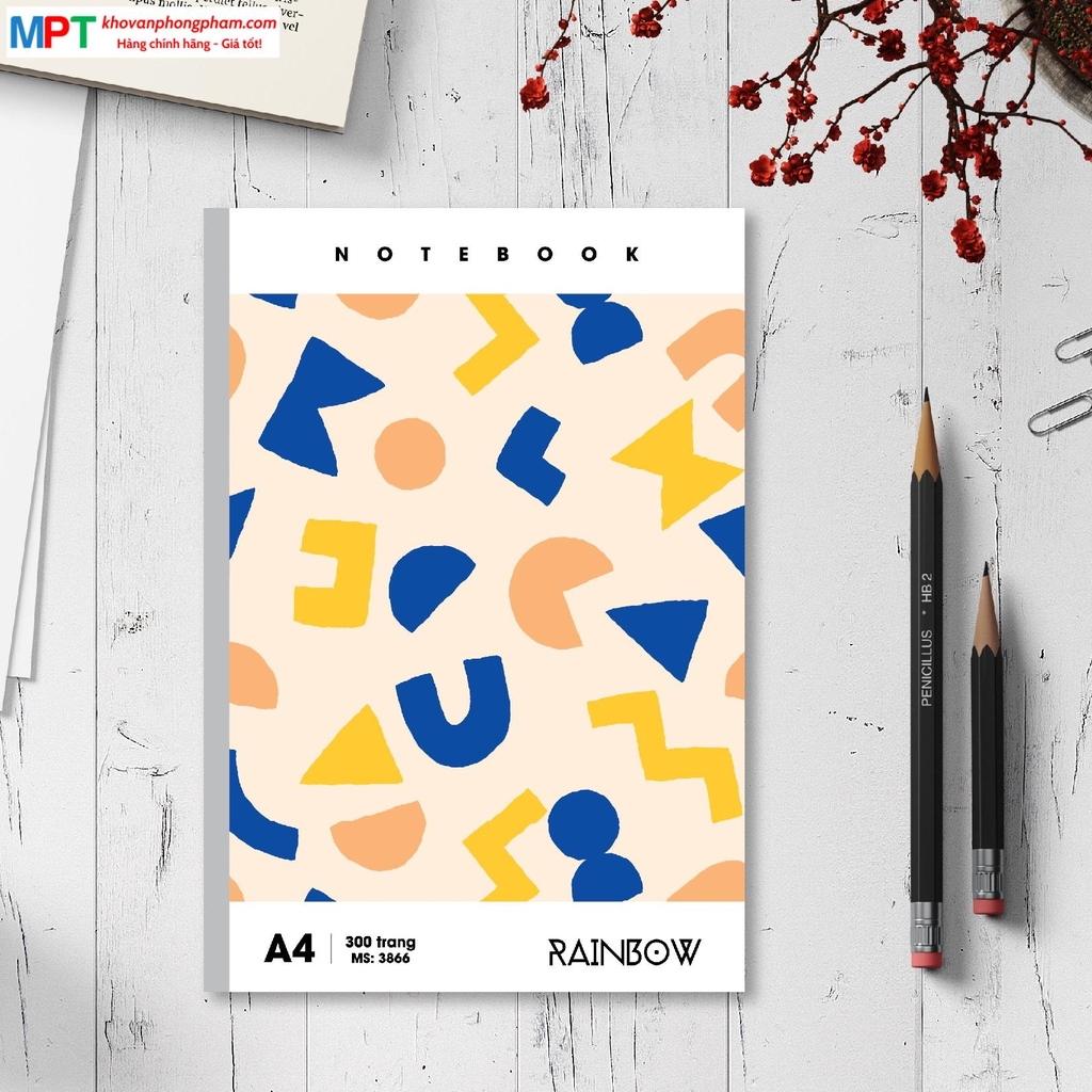 Sổ may gáy Rainbow A4 Hải Tiến 300 trang 3866 - Bìa bồi cao cấp