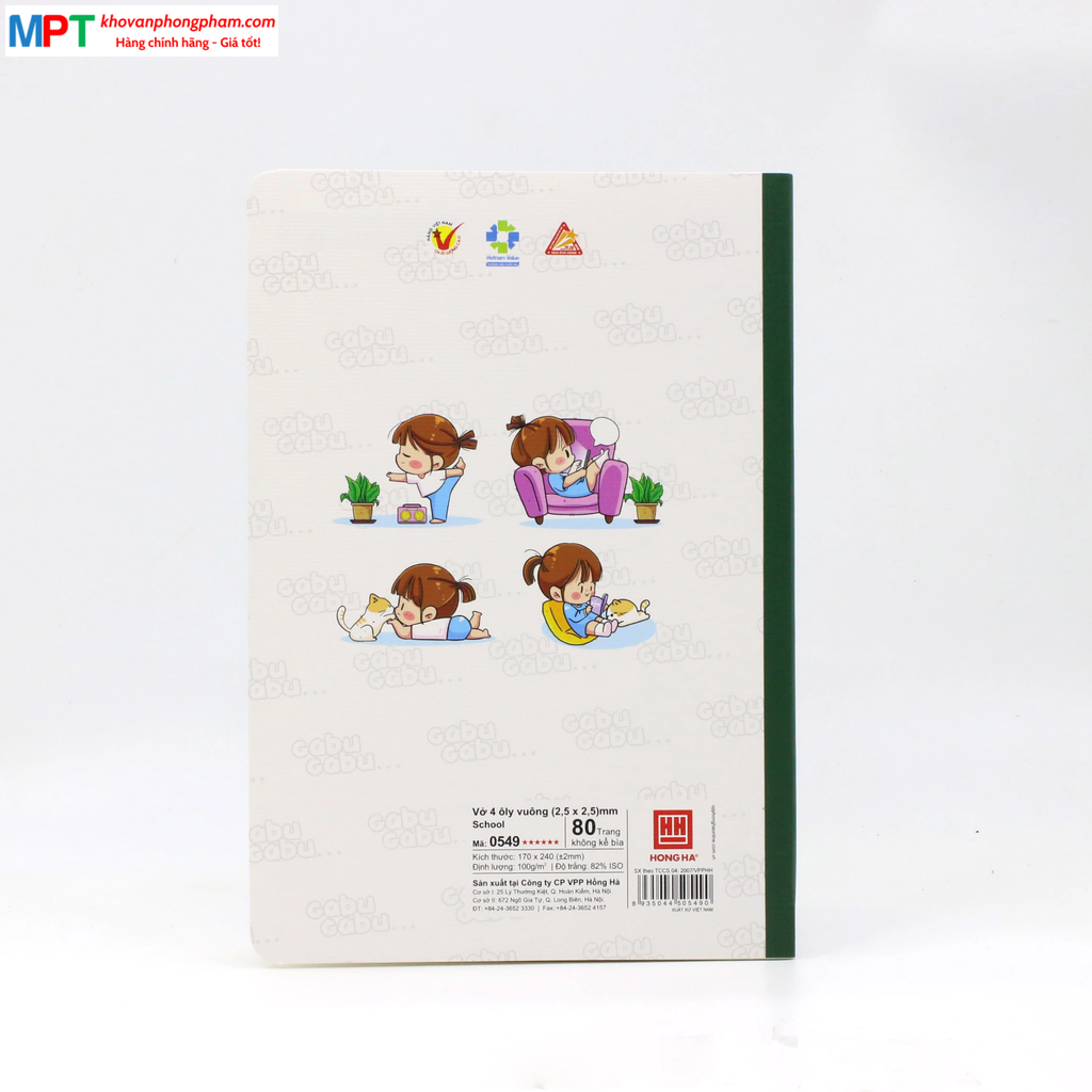 Vở 4 ô ly Hồng Hà 80 trang GABU 0549 - Định lượng 100gsm, giấy vàng chống lóa mỏi mắt - Mua 5 quyển tặng 01 bút chì