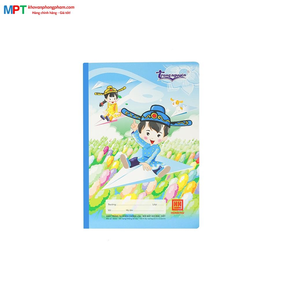 Vở 4 Ô ly Hồng Hà 48 trang Trạng Nguyên 0555 - Định lượng 100gsm, Giấy vàng chống lóa mỏi mắt - Mua 10 quyển tặng 1 bút chì
