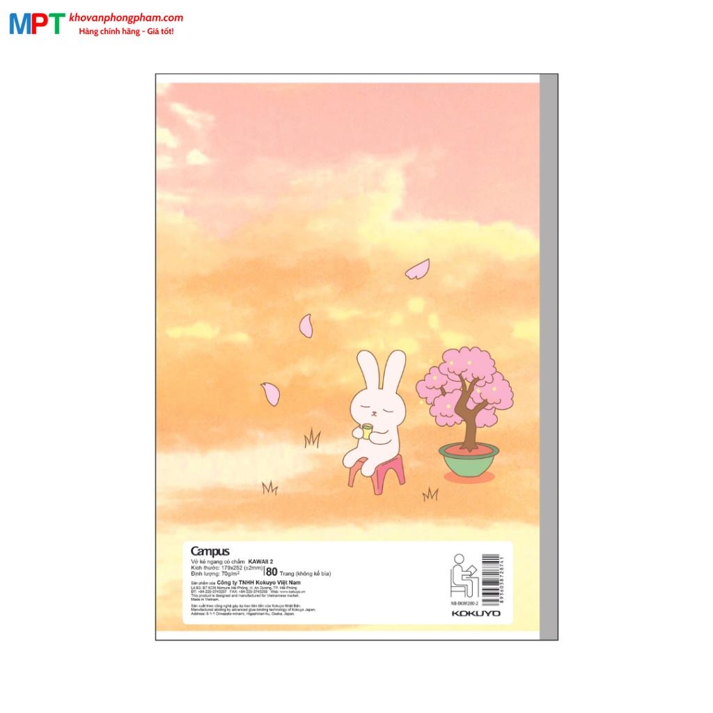 [MẪU MỚI 2023] Vở Campus KAWAII 2 80 trang dòng kẻ ngang có chấm - Mua 10 quyển tặng bút bi