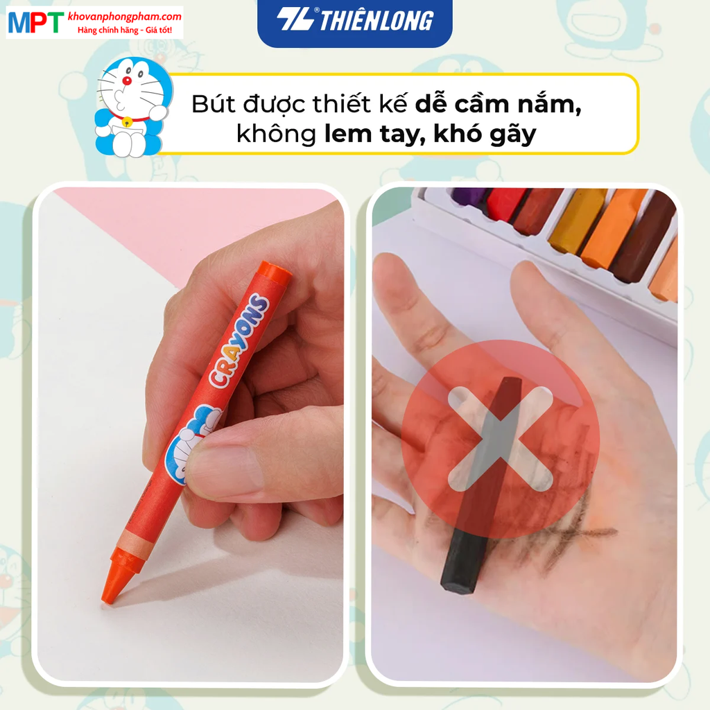 Sáp màu Thiên Long 24 màu Colokit Doraemon CR-C06/DO