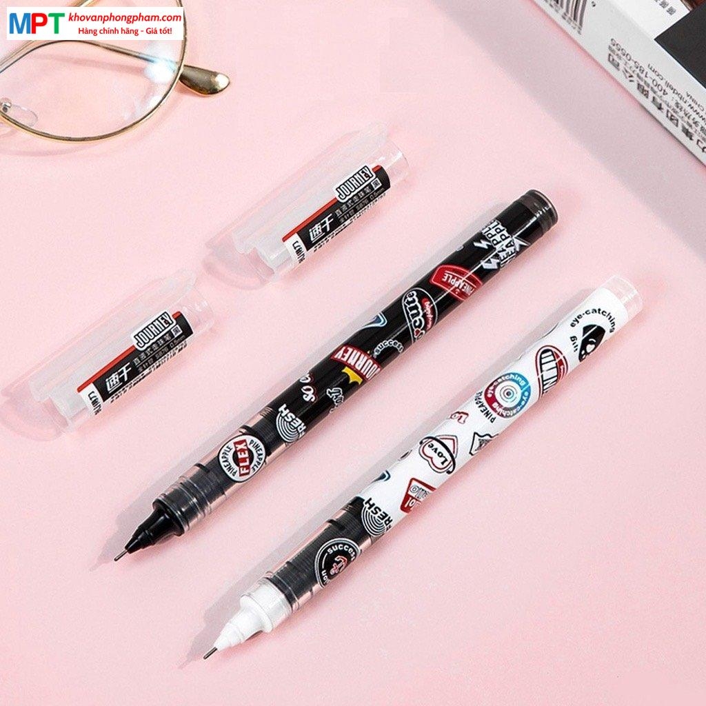 [MUA 10 TẶNG BÚT CHÌ] Bút gel Deli S876 ngòi 0.5mm - Mực đen nhanh khô viết thư pháp ống bút liền lâu hết mực