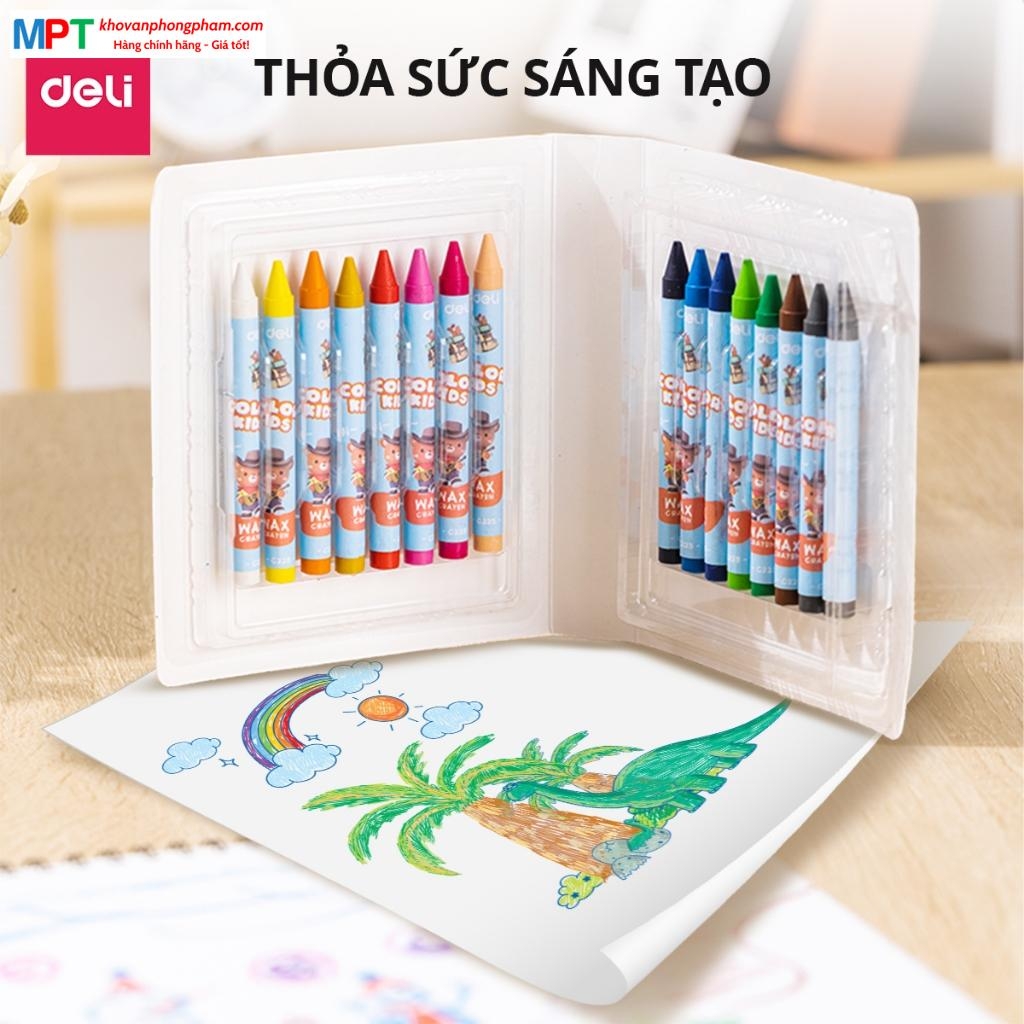 Bút sáp màu 10 màu Deli EC225-10 - Color Kids