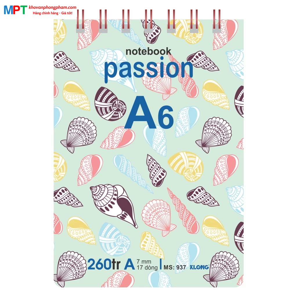 Sổ lò xo KLONG kép ngang khổ A6 260 trang 937 - Định lượng 70gsm - Kích thước 105x148mm