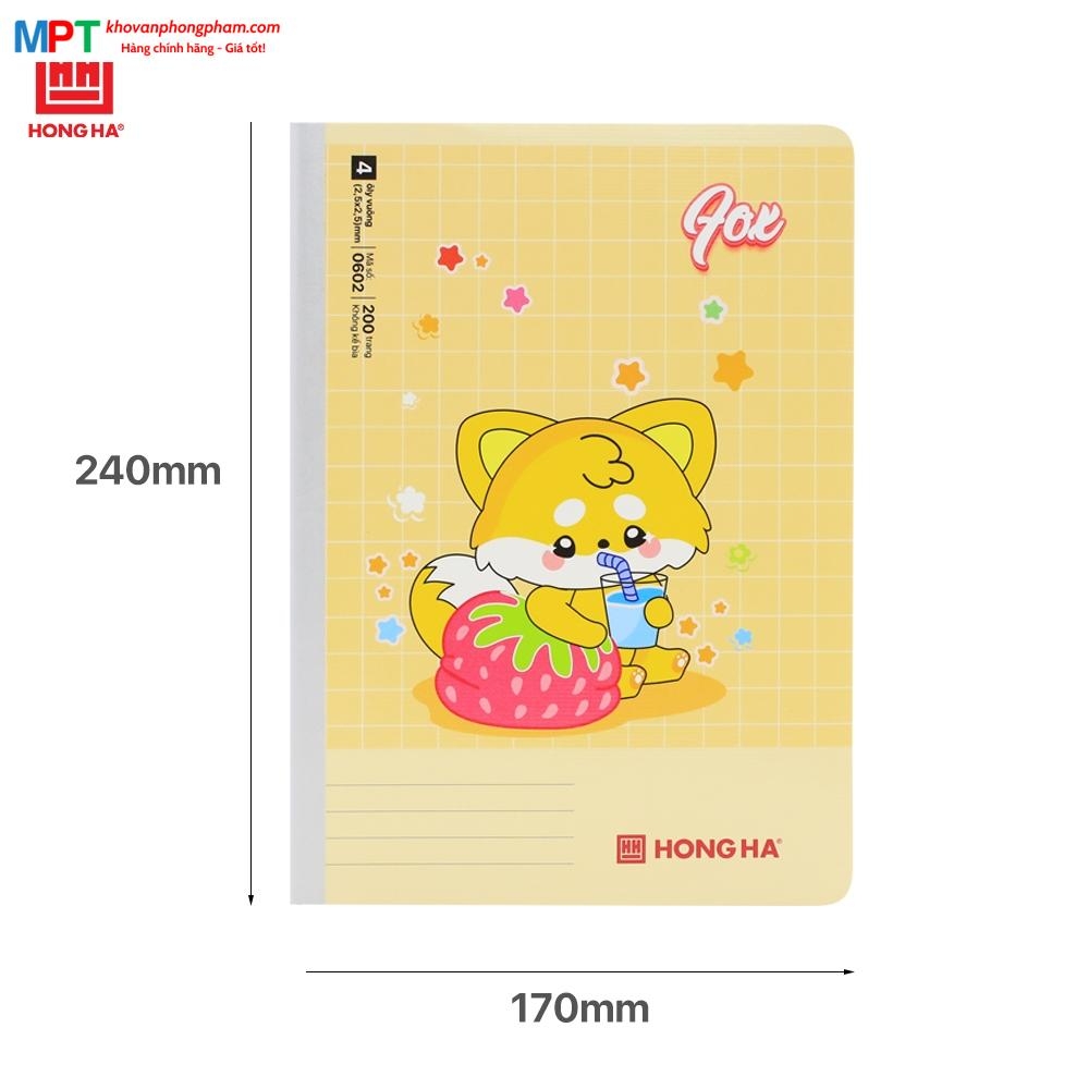 [MẪU MỚI 2024] Vở 4 ô ly Hồng Hà 200 trang FOX 0602 - Vở may gáy, định lượng 70gsm - Mua 5 quyển tặng 1 bút chì