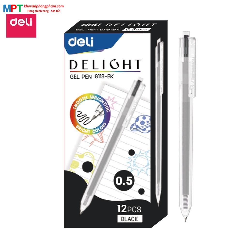 Bút gel nhiều màu Deli G118 nét 0.5mm - nhanh khô viết đều trơn tru lâu hết mực chất lượng cao