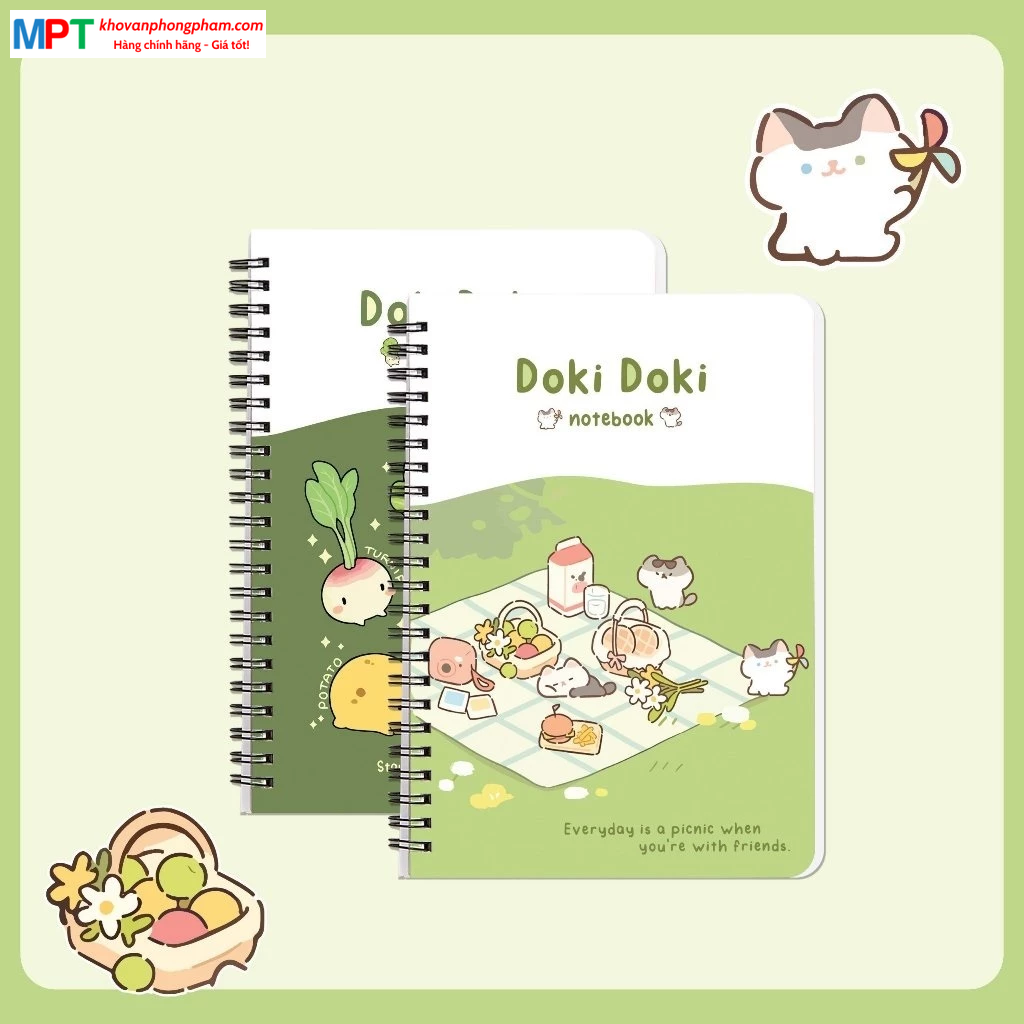 Sổ lò xo  Hải Tiến A5 300 trang DOKI DOKI 8557 - Kích thước 150 x 210 mm, Định lượng 70gsm