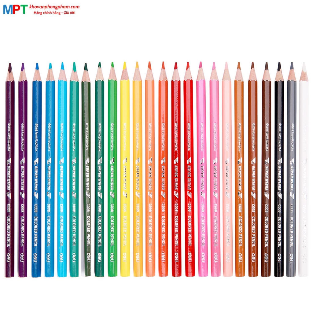 Bút chì màu 24 màu Deli EC00827 - Họa tiết Super Wings kèm gọt chì