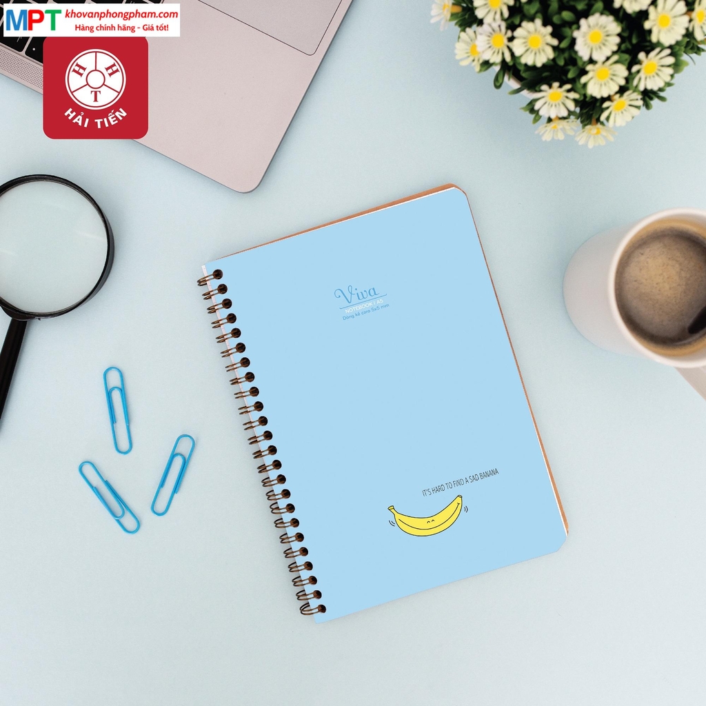 Sổ lò xo bìa nhựa cao cấp VIVA khổ A6 Hải Tiến 200 trang 6539 (KT: 100x150mm) - Kẻ Caro 5x5mm